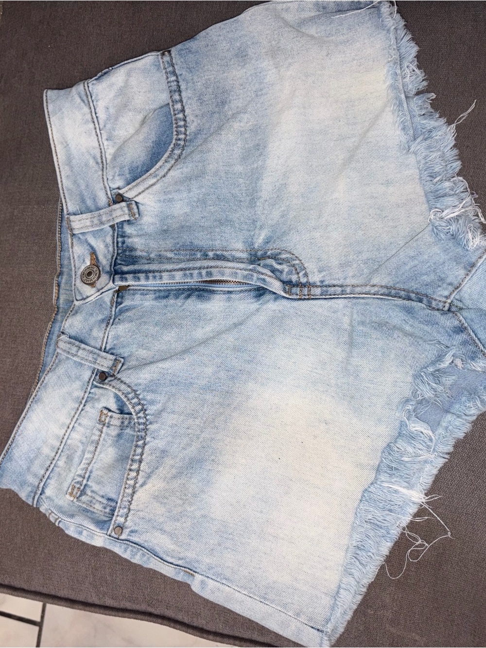 Rewash Light Blue Frayed Denim Shorts